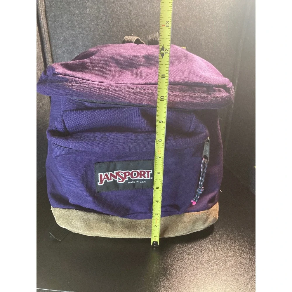 Vintage Jansport Purple Canvas Day‎ Pack Backpack Front Pocket Made in USA